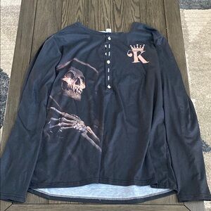 King Skeleton Graphic Long Sleeve Shirt